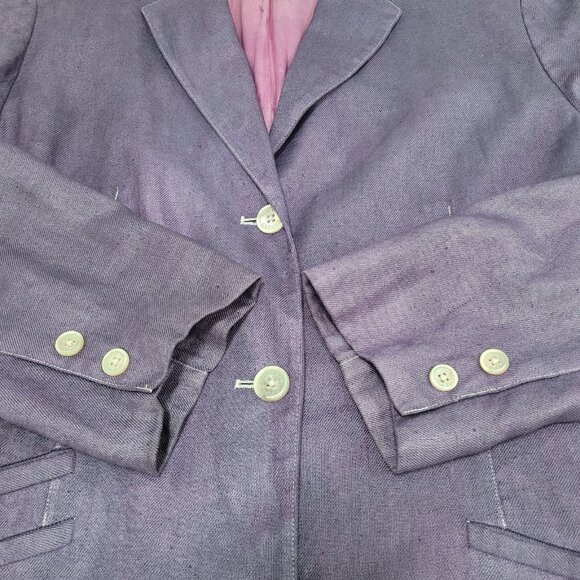 Lauren Ralph Lauren Purple Linen Buttoned Lined Notch Blazer Jacket Size 14 - Picture 11 of 16
